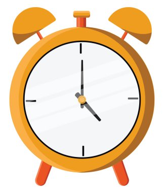 Beyaz zemin üzerinde turuncu alarm saati, illüstrasyon, vektör.