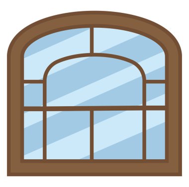 Kahverengi çerçeve penceresi, illüstrasyon, vektör, beyaz arkaplan.