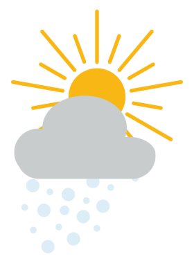 Beyaz zemin üzerinde kar, illüstrasyon, vektör ile güneş.