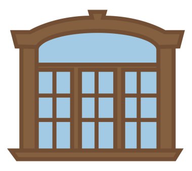 Beyaz arkaplandaki büyük pencere, illüstrasyon, vektör.