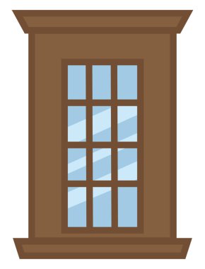 Beyaz arkaplanda güzel bir pencere, illüstrasyon, vektör.