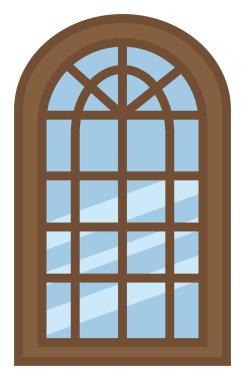 Beyaz arka planda eski ev penceresi, illüstrasyon, vektör.