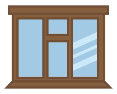 Beyaz arkaplanda ev penceresi, illüstrasyon, vektör.