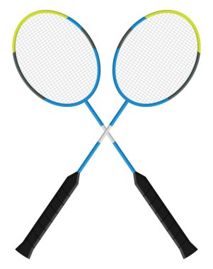 Badminton raketi, illüstrasyon, beyaz arkaplandaki vektör.