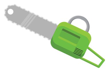 Beyaz arkaplanda yeşil testere, illüstrasyon, vektör.