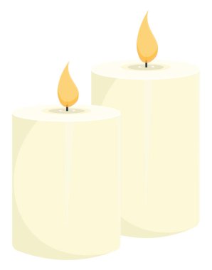 Beyaz mumlar, illüstrasyon, beyaz arkaplandaki vektör.