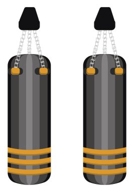 Beyaz arka planda boks torbaları, illüstrasyon, vektör.