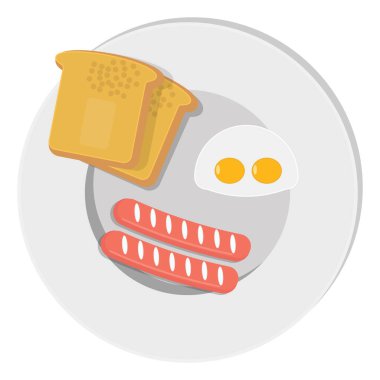 Tabakta kahvaltı, illüstrasyon, beyaz arkaplanda vektör.