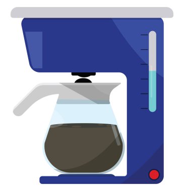 Mavi kahve makinesi, illüstrasyon, beyaz arka planda vektör..