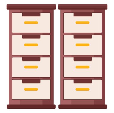 Tahta çekmece, illüstrasyon, beyaz arkaplan üzerindeki vektör.