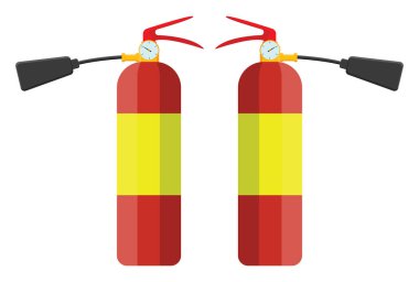 Beyaz arka planda iki yangın söndürücü, illüstrasyon, vektör..