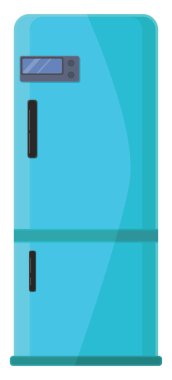 Mavi buzdolabı, illüstrasyon, beyaz arkaplanda vektör.