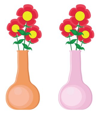 Çiçek saksıları, illüstrasyon, beyaz arkaplan üzerindeki vektör.