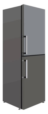 Siyah buzdolabı, illüstrasyon, beyaz arkaplanda vektör.