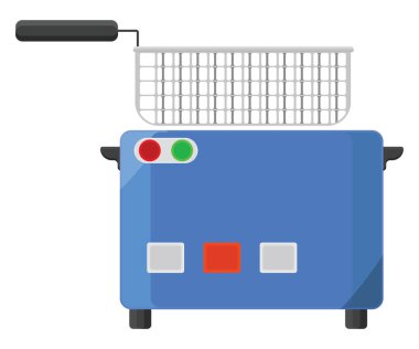 Mavi fritöz, illüstrasyon, beyaz arkaplandaki vektör.