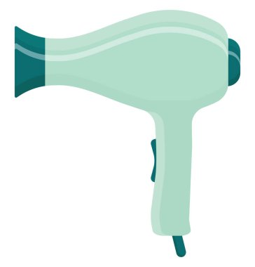 Yeşil saç kurutma makinesi, illüstrasyon, beyaz arka planda vektör..