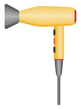 Sarı saç kurutma makinesi, illüstrasyon, beyaz arka planda vektör..