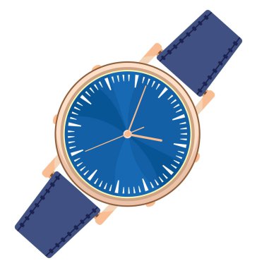 Mavi kol saati, illüstrasyon, beyaz arkaplandaki vektör..