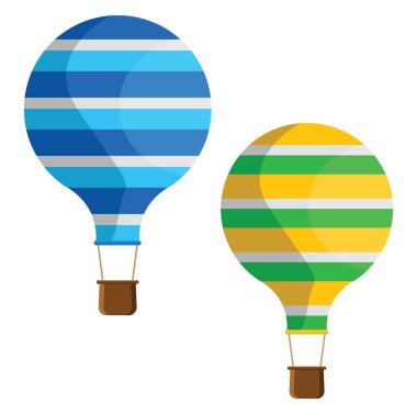 Sıcak hava balonları, illüstrasyon, beyaz zemin üzerindeki vektör.