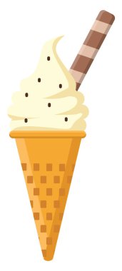 Külahta dondurma, resimleme, beyaz arka planda vektör..