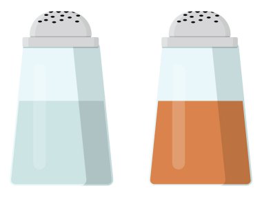 Tuz ve karabiber karıştırıcı, illüstrasyon, beyaz arkaplanda vektör.