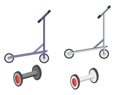Elektrikli scooter, illüstrasyon, beyaz arkaplan üzerindeki vektör.