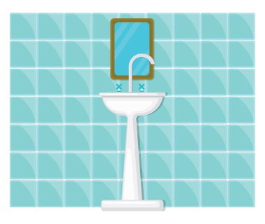 Lavabo aynası, illüstrasyon, beyaz arkaplan üzerindeki vektör.