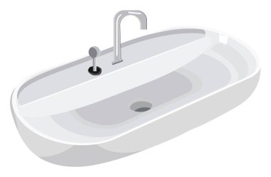 Banyoda lavabo, illüstrasyon, beyaz arka planda vektör..