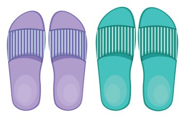 Beyaz arkaplan üzerindeki spa terlikleri, illüstrasyon, vektör.