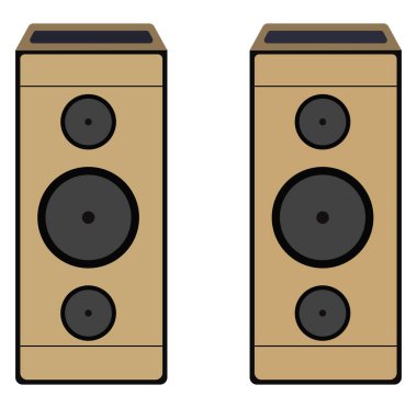Tahta müzik hoparlörü, illüstrasyon, beyaz arkaplan üzerindeki vektör.