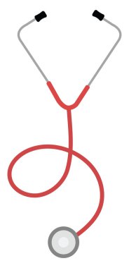Kırmızı steteskop, illüstrasyon, beyaz arkaplanda vektör.