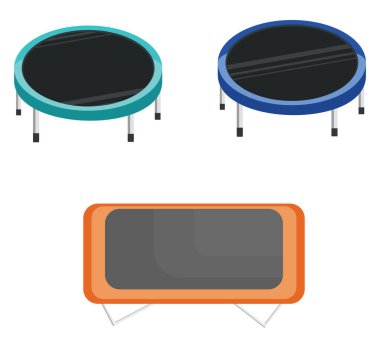 Beyaz zemin üzerinde trambolin, illüstrasyon, vektör atlama.