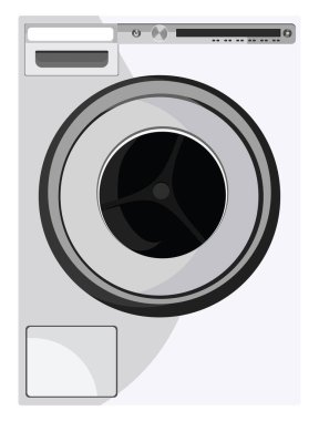 Beyaz çamaşır makinesi, illüstrasyon, beyaz arkaplandaki vektör.