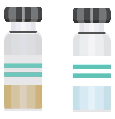 Aşı şişesi, illüstrasyon, beyaz arka planda vektör..