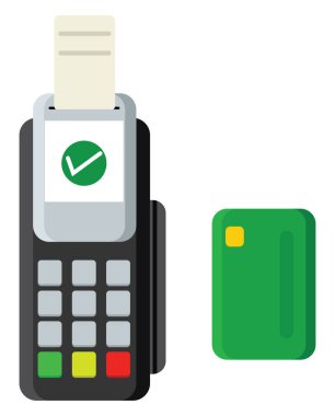 Beyaz arkaplan üzerindeki kart kaydırma terminali, illüstrasyon, vektör.