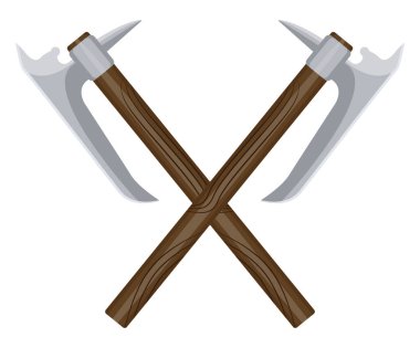 Çift kenar balta, illüstrasyon, beyaz arkaplan üzerindeki vektör.