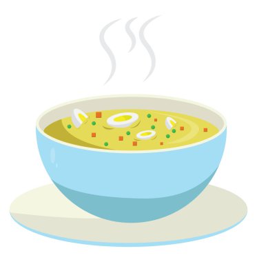 Sıcak yumurta çorbası, illüstrasyon, beyaz arka planda vektör..