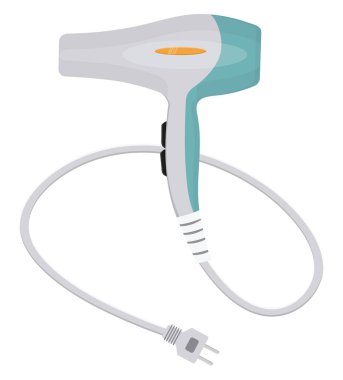 Yeşil saç kurutma makinesi, illüstrasyon, beyaz arkaplanda vektör.