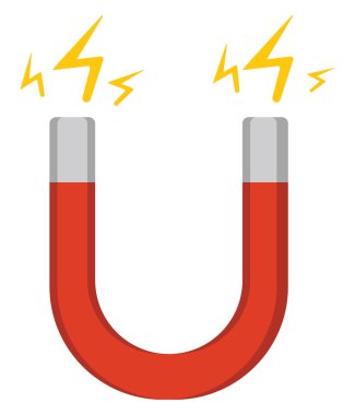 Beyaz zemin üzerinde kırmızı mıknatıs, illüstrasyon, vektör.