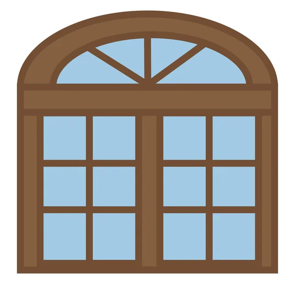 Madera Marrón Ventana Casa Ilustración Vector Sobre Fondo Blanco — Vector de stock