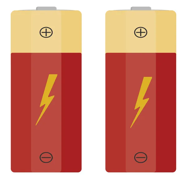 Zwei Batterien Illustration Vektor Auf Weißem Hintergrund — Stockvektor