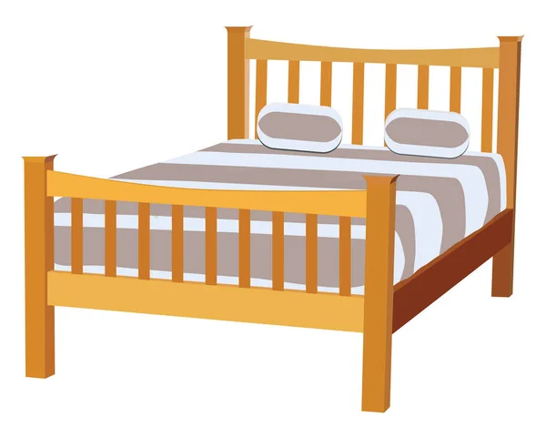 Cama Madera Ilustración Vector Sobre Fondo Blanco — Archivo Imágenes Vectoriales