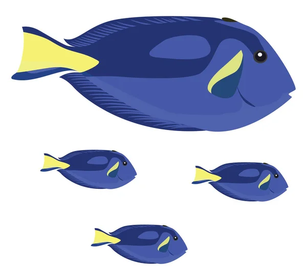 Peces Azules Ilustración Vector Sobre Fondo Blanco — Vector de stock