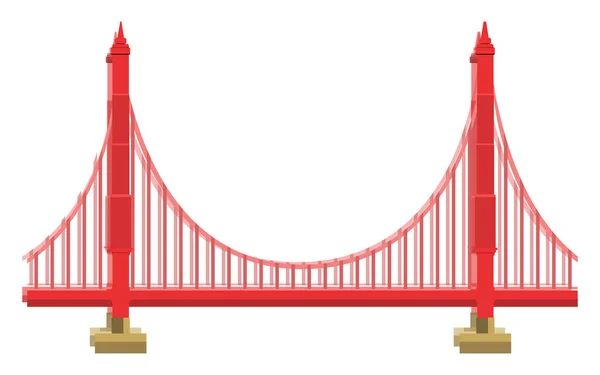 Ponte Rosso Illustrazione Vettore Sfondo Bianco — Vettoriale Stock