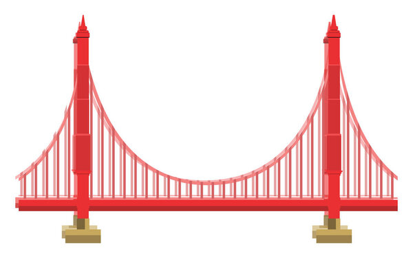Red bridge, illustration, vector on a white background.