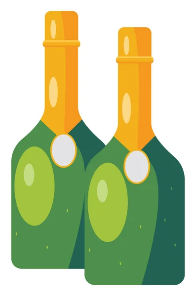 Бутылка Шампанского Иллюстрация Вектор Белом Фоне — стоковый вектор