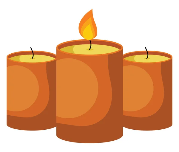 Πορτοκαλί Κεριά Εικονογράφηση Διάνυσμα Λευκό Φόντο — Διανυσματικό Αρχείο