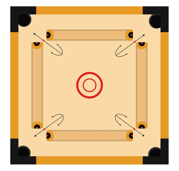 Carrom Spielbrett Illustration Vektor Auf Weißem Hintergrund — Stockvektor