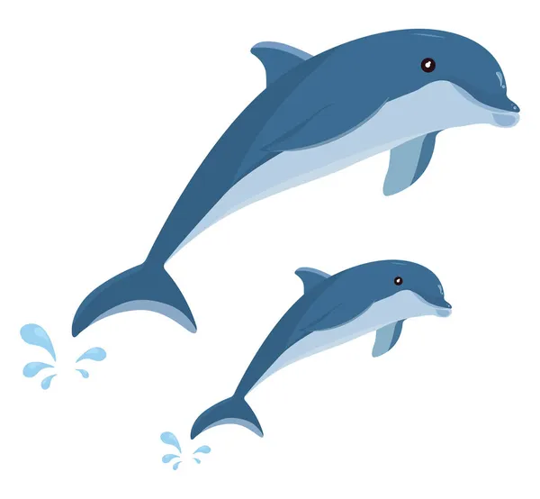 Dolphin Jumping Ilustrace Vektor Bílém Pozadí — Stockový vektor