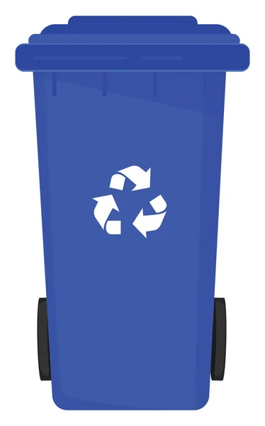 Caixote Lixo Azul Ilustração Vetor Sobre Fundo Branco — Vetor de Stock